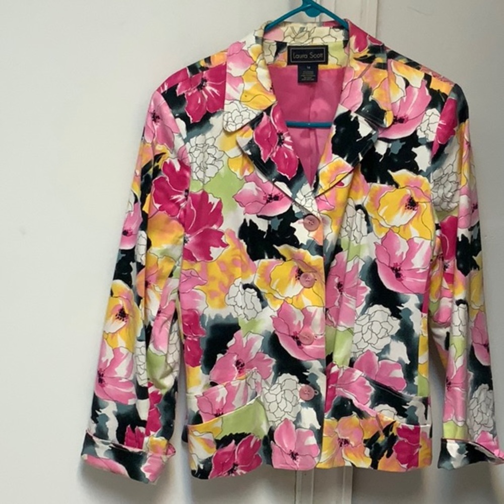 Laura Scott Floral Blazer Sz 14